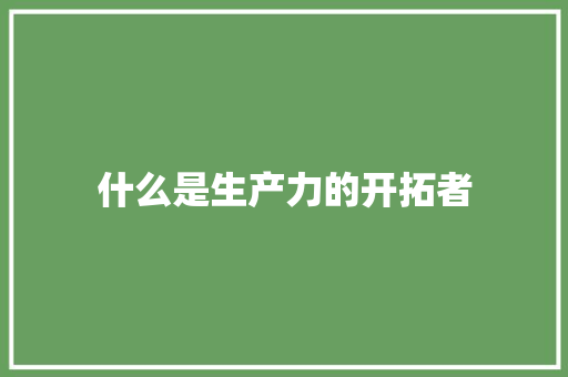 什么是生产力的开拓者