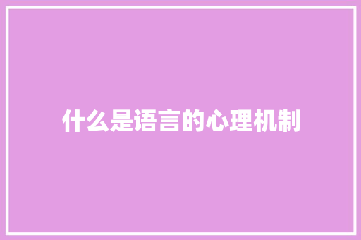 什么是语言的心理机制 项目报告