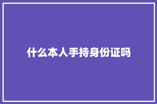 什么本人手持身份证吗