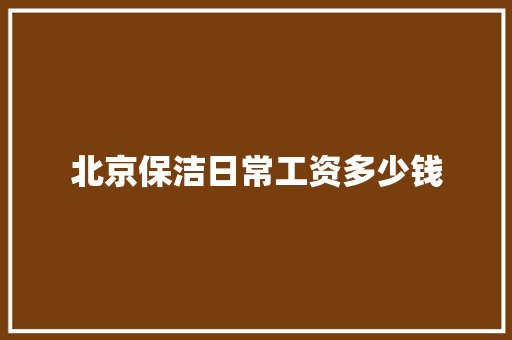 北京保洁日常工资多少钱 工作总结