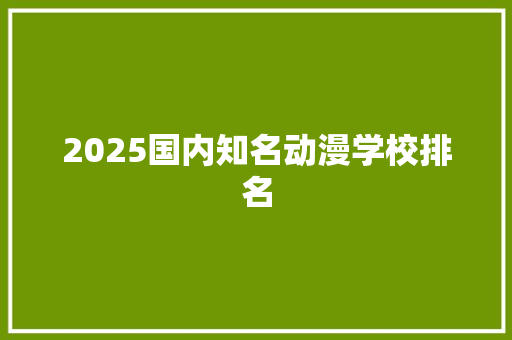 2025国内知名动漫学校排名 项目报告