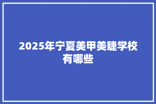 2025年宁夏美甲美睫学校有哪些