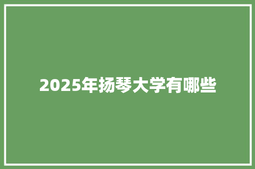 2025年扬琴大学有哪些