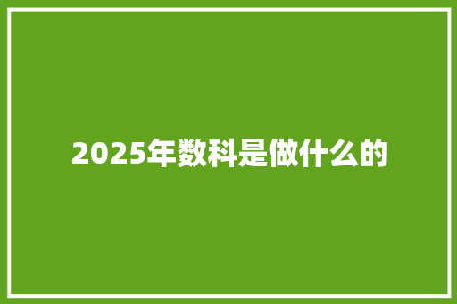 2025年数科是做什么的