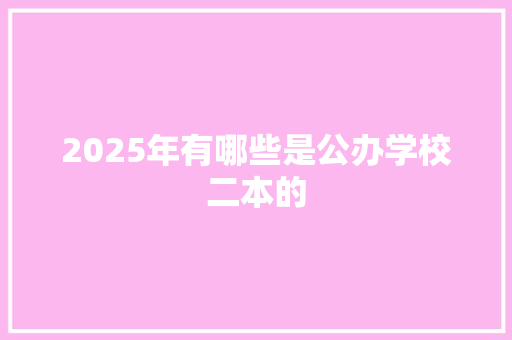 2025年有哪些是公办学校二本的