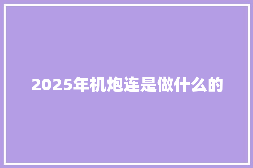 2025年机炮连是做什么的 诗词鉴赏