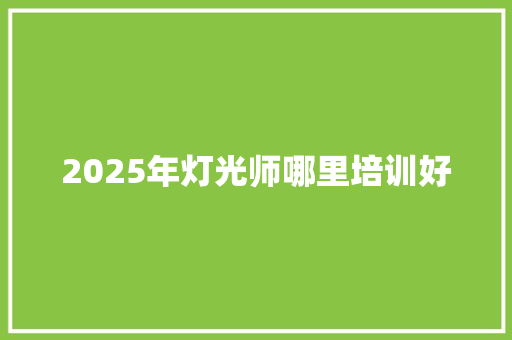 2025年灯光师哪里培训好