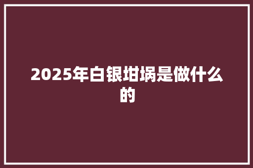 2025年白银坩埚是做什么的