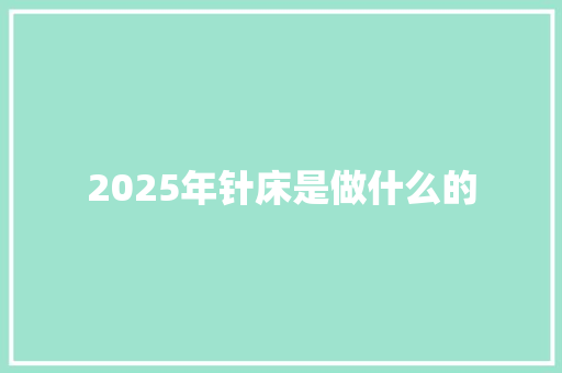2025年针床是做什么的 应用文