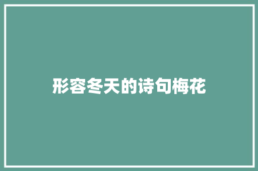 形容冬天的诗句梅花 会议纪要