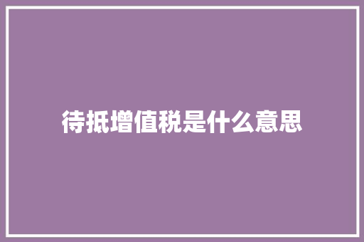 待抵增值税是什么意思 应用文
