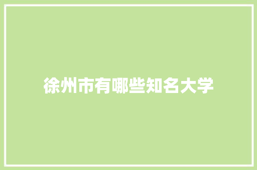 徐州市有哪些知名大学 工作总结