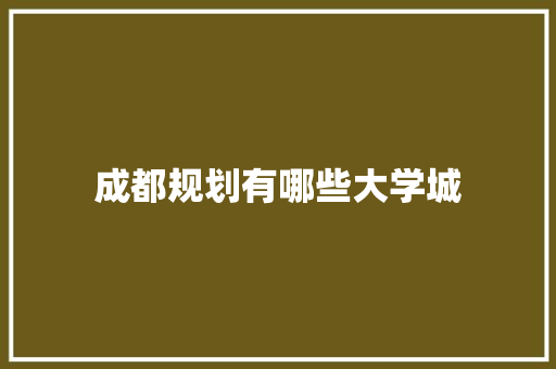 成都规划有哪些大学城 会议纪要