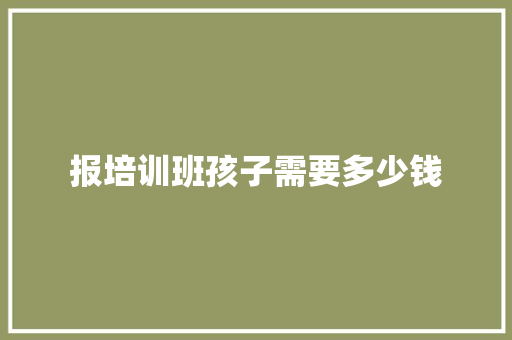 报培训班孩子需要多少钱