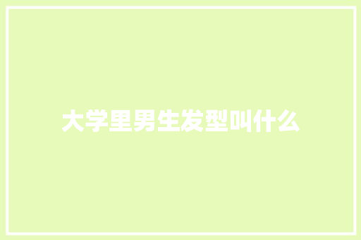 大学里男生发型叫什么