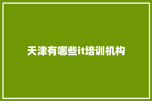 天津有哪些it培训机构