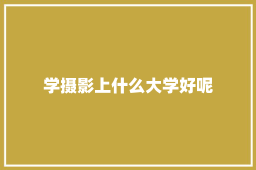 学摄影上什么大学好呢