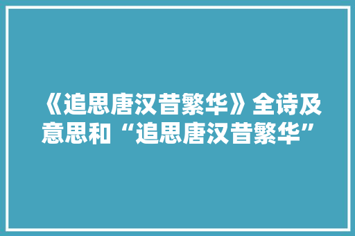 《追思唐汉昔繁华》全诗及意思和“追思唐汉昔繁华”的拼音注释