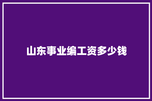 山东事业编工资多少钱