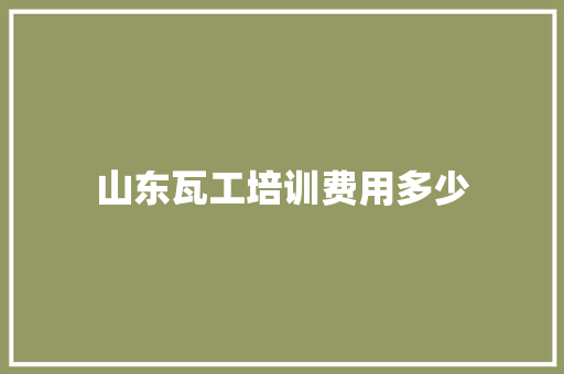 山东瓦工培训费用多少