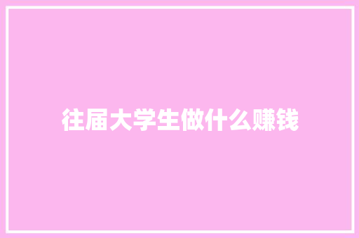 往届大学生做什么赚钱