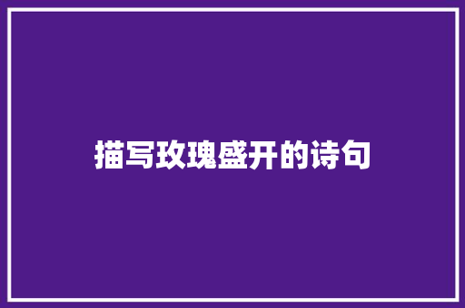 描写玫瑰盛开的诗句