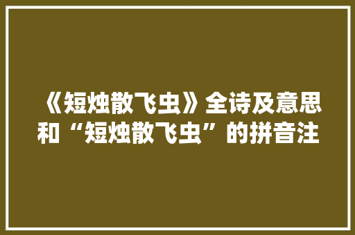 《短烛散飞虫》全诗及意思和“短烛散飞虫”的拼音注释