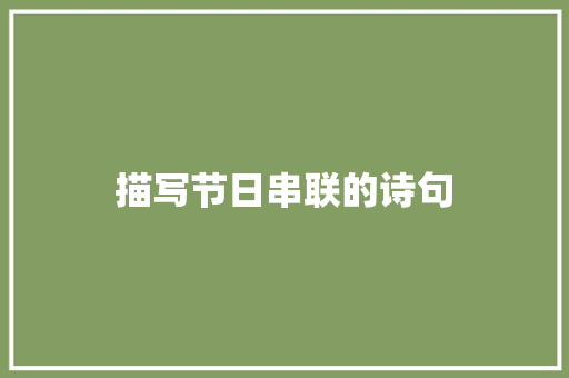描写节日串联的诗句 工作总结