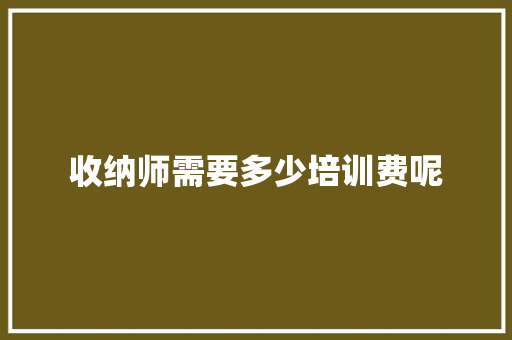 收纳师需要多少培训费呢