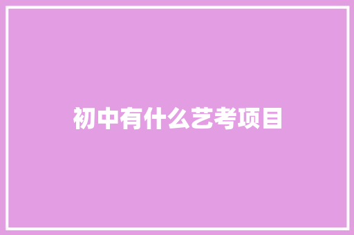 初中有什么艺考项目