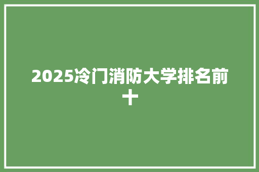 2025冷门消防大学排名前十 应用文