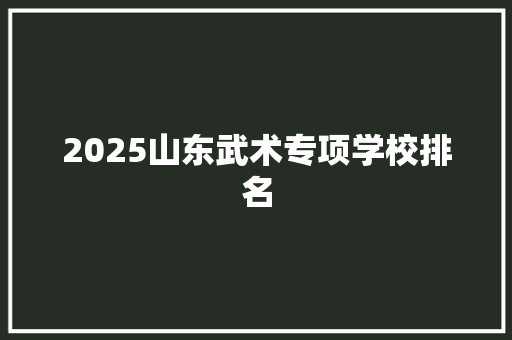 2025山东武术专项学校排名 会议纪要
