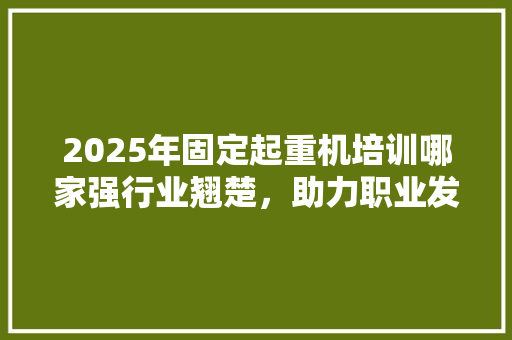2025年固定起重机培训哪家强行业翘楚，助力职业发展