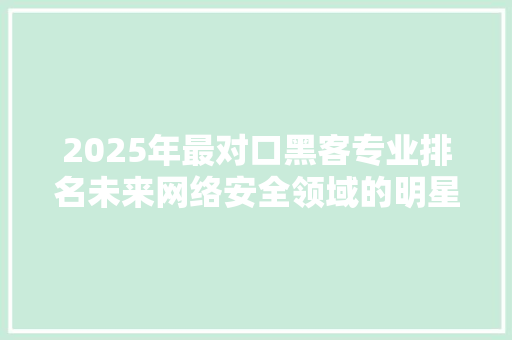 2025年最对口黑客专业排名未来网络安全领域的明星专业