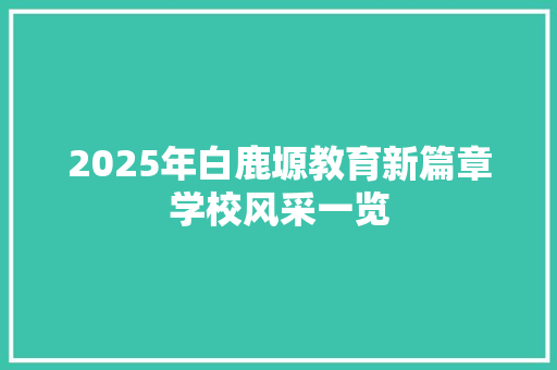 2025年白鹿塬教育新篇章学校风采一览 社交媒体