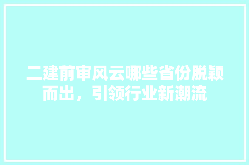 二建前审风云哪些省份脱颖而出，引领行业新潮流