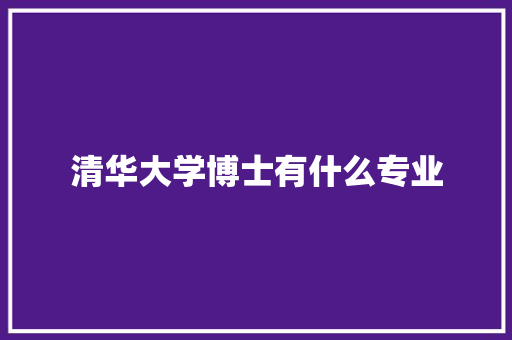 清华大学博士有什么专业