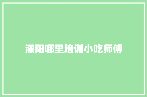 溧阳哪里培训小吃师傅 项目报告