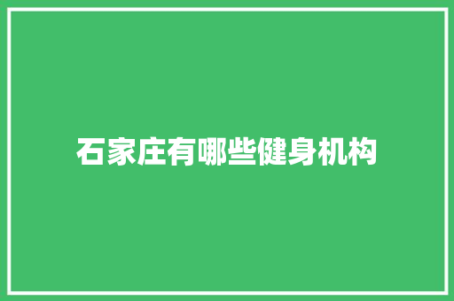 石家庄有哪些健身机构