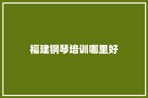 福建钢琴培训哪里好