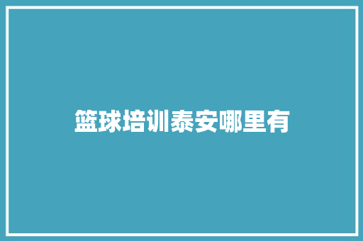 篮球培训泰安哪里有
