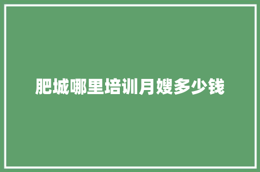 肥城哪里培训月嫂多少钱