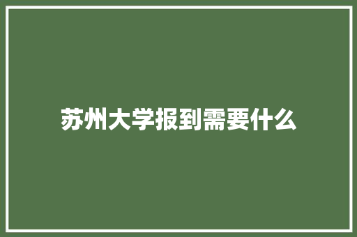 苏州大学报到需要什么