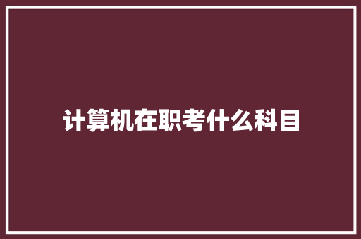 计算机在职考什么科目