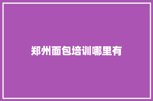 郑州面包培训哪里有