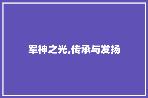 军神之光,传承与发扬