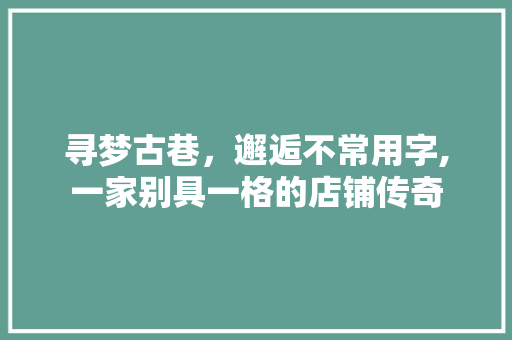 寻梦古巷，邂逅不常用字,一家别具一格的店铺传奇