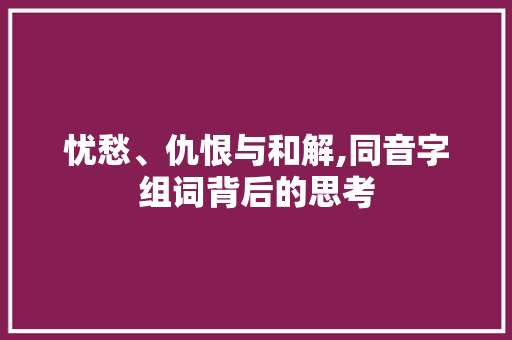 忧愁、仇恨与和解,同音字组词背后的思考