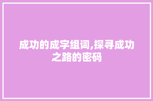 成功的成字组词,探寻成功之路的密码