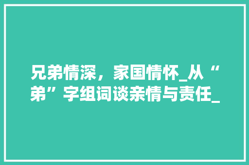 兄弟情深，家国情怀_从“弟”字组词谈亲情与责任_弟二字组词